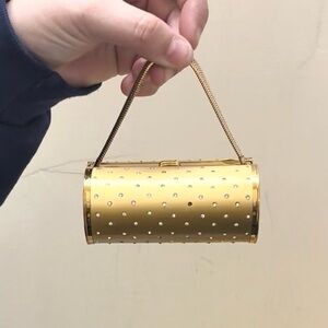 1940’s RARE Vintage Brass & Rhinestone Compact/cigarette holder purse.